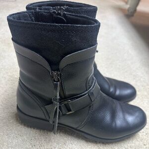 Sleek Black Leather Combat Boots